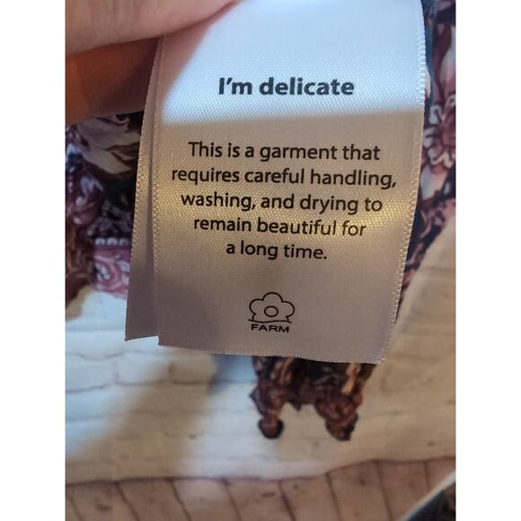 Anthropologie Farm Rio Ainika Charm Floral Ruffle Blouse Crop Boho Hippie Size L - Picture 8 of 10